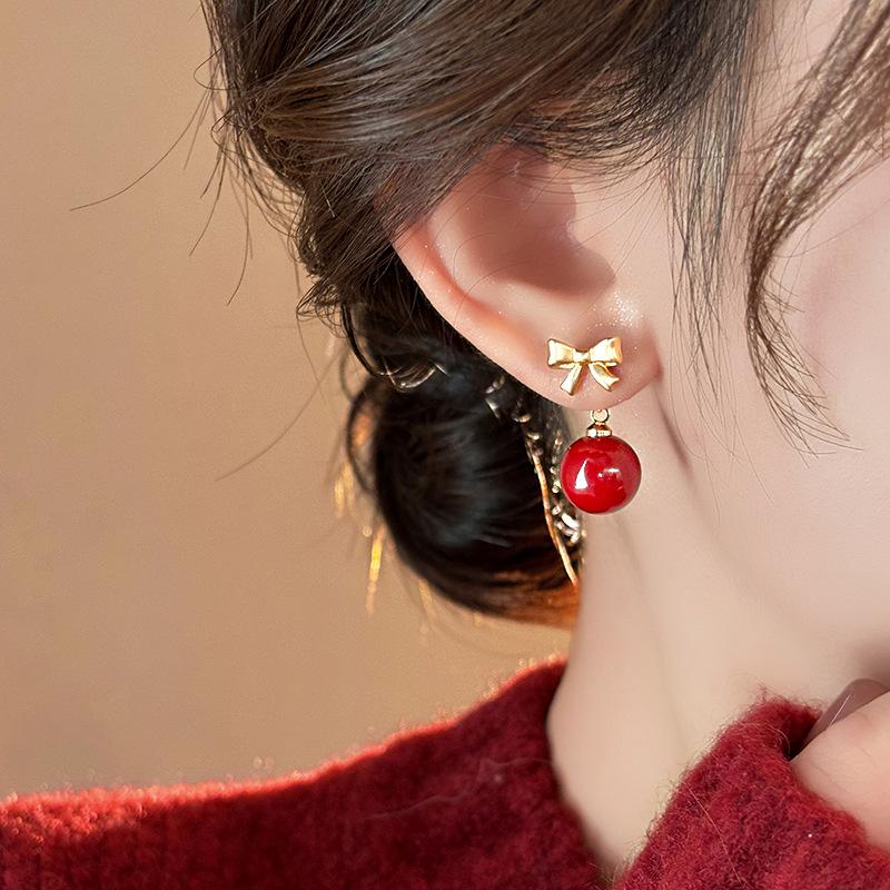 Круглые серьги-гвоздики из смолы "Серебряная игла" - Роскошный ретро-дизайн, женские серьги с уникальным дизайном.