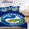 Parramatta Eels Pattern Bedding Quilt Set Quilt Cover Pillowcase Home Decoration Birthday Gift (1 * duvet cover + 2 * pillowcase, without core)