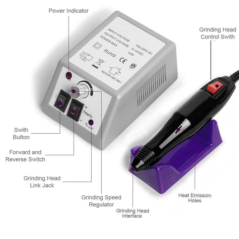 Стартовый набор для маникюра и наращивания ногтей PHOENIXY с УФ-лампой 36W и машинкой