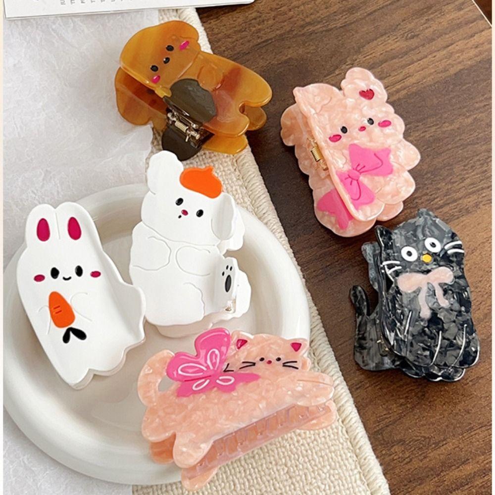 Rabbit Cartoon Hair Clip Puppy Shark Clip Creative Acetate Cat Hair Claw  Female