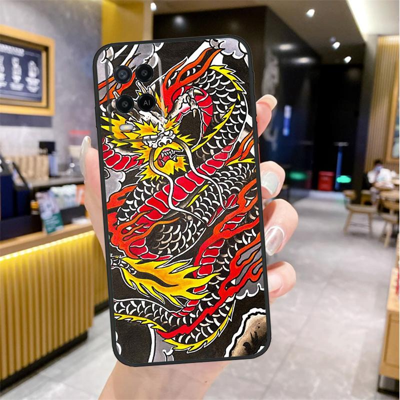 DRAGON TATTOO JAPANESE Чехол Для Oppo A74 A54 A94 A78 A98 A18 A60 A80 A40 A38 A58 A96 A76 A16 A15 A17 A57 A77 A5 Pro