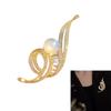 Stylish Music Note Shaped Brooch with Rhinestones and Pearls Handmade Lapel Pin Elegant Clothes Accessory for Women