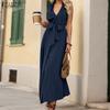 ZANZEA Женское летнее повседневное длинное платье без рукавов с V-образным вырезом