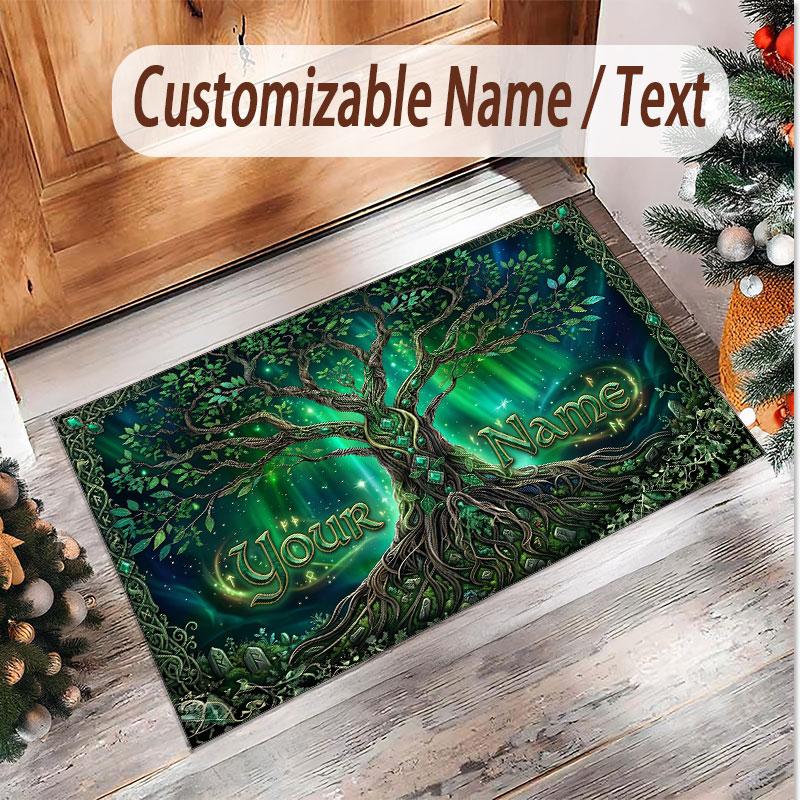 Sunset Landscape Theme Soft Crystal Velvet Rug Custom Name & Text Print Non Slip Floor Rug for Bedroom Living Room