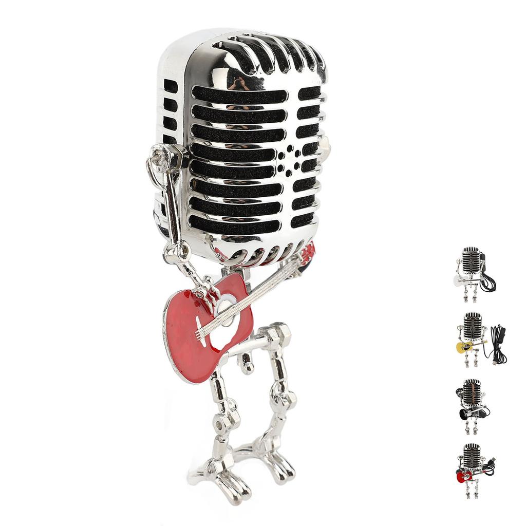 Винтажный микрофон гитара робот настольная лампа алюминиевый ретро металлический робот ночник для спальни стол H