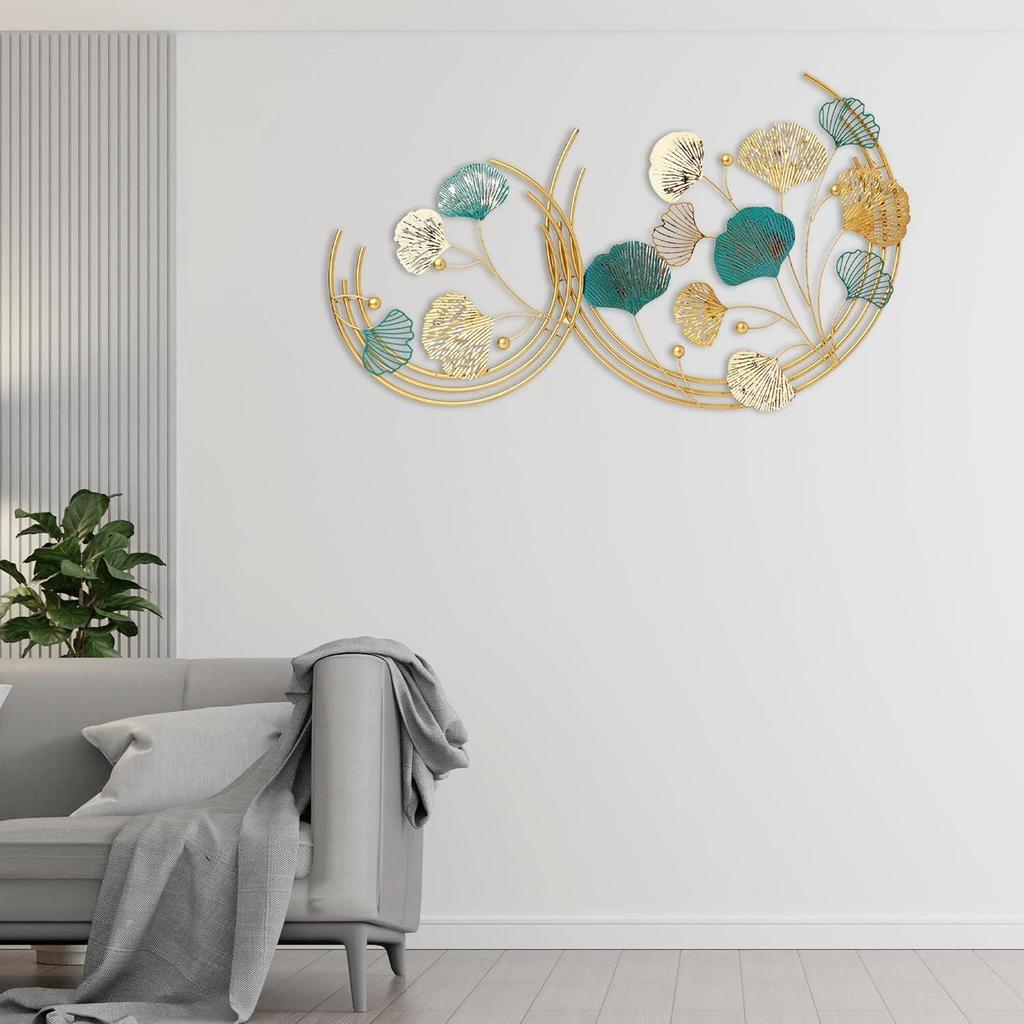 Metal Leaf Round Pattern Abstract Wal Art for Living Room Decorative Wall Sculpture for Home Décor
