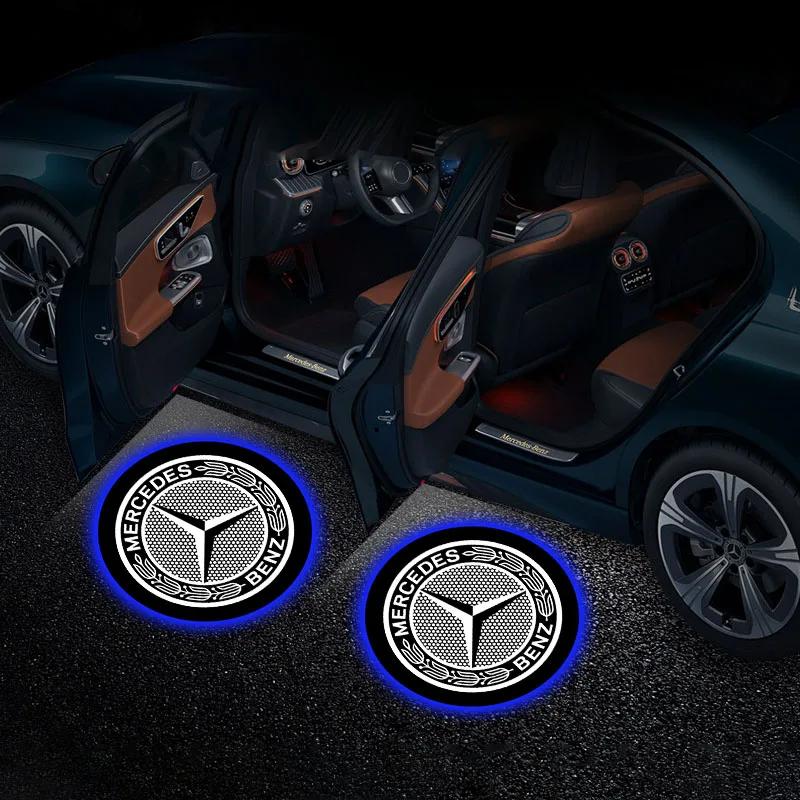AABII1 Car Door Wireless Welcome Light LED HD Projector Lamp Decoration Stickers For Mercedes Benz AMG W204 W213 W205 W211 W212 W176