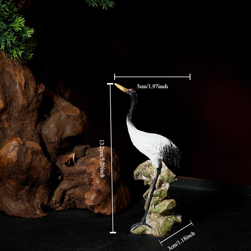 Миниатюрный венценосный журавль, статуэтка журавля, китайская статуэтка птицы из смолы для сада фей, украшение для аквариума, бонсай, ландшафтный декор для дома
