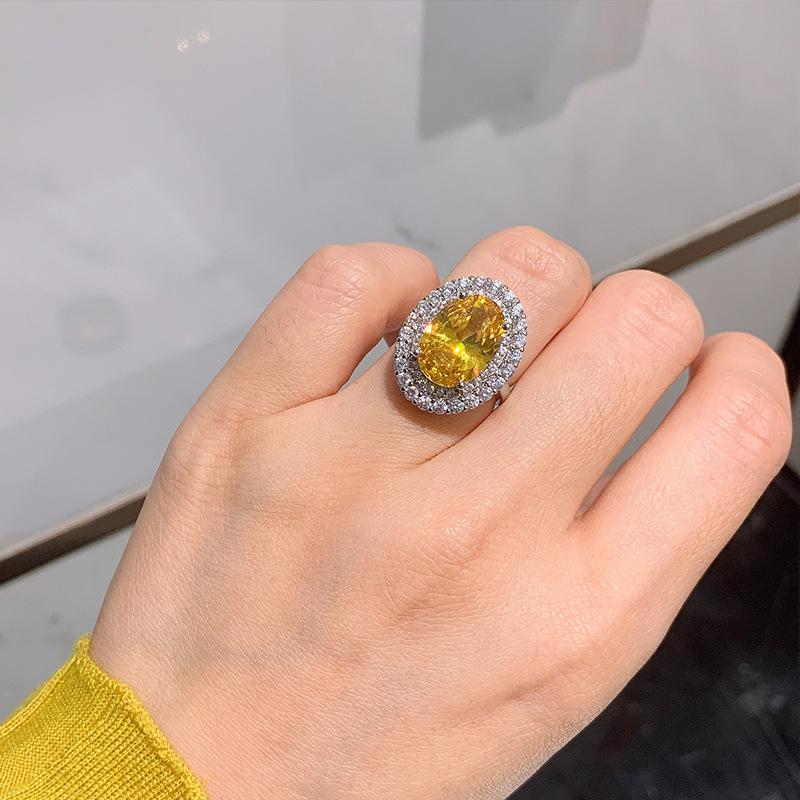 Vintage inlaid zircon ring 10 * 14 imitation pigeon blood red corundum oval colored treasure ring jewelry