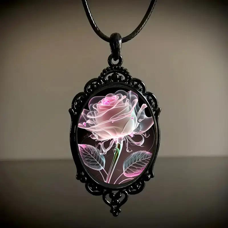 Boho-Chic Vintage Rose Flower Pendant Necklace for Women - Versatile Fashion Accessory for Everyday & Party Wear