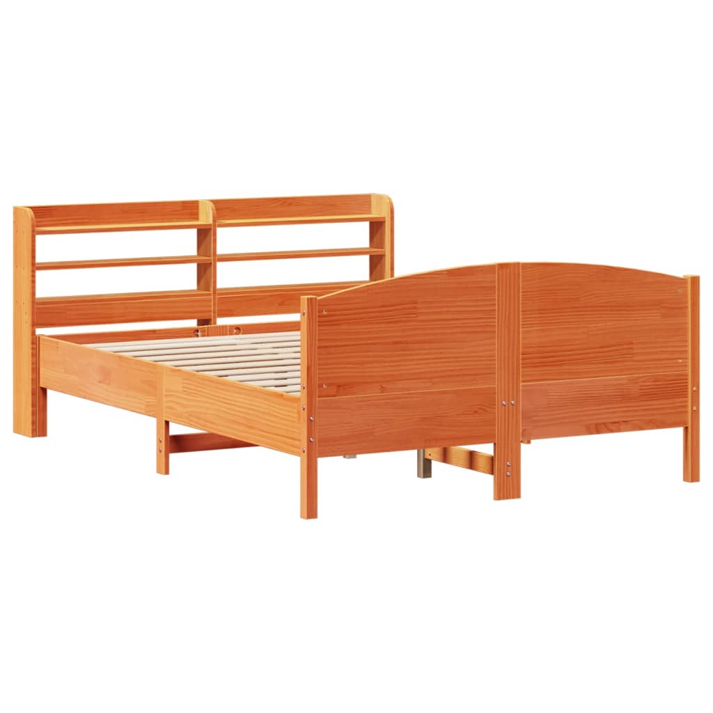 Solid Wood Bed without Mattress Wax Brown 120 x 190 cm Pine Wood