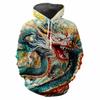 Китайский дракон с рисунком 3D Harajuku, мультяшный аниме, крутой и стильный авангардный мужской мягкий удобный новый топ с капюшоном Tide