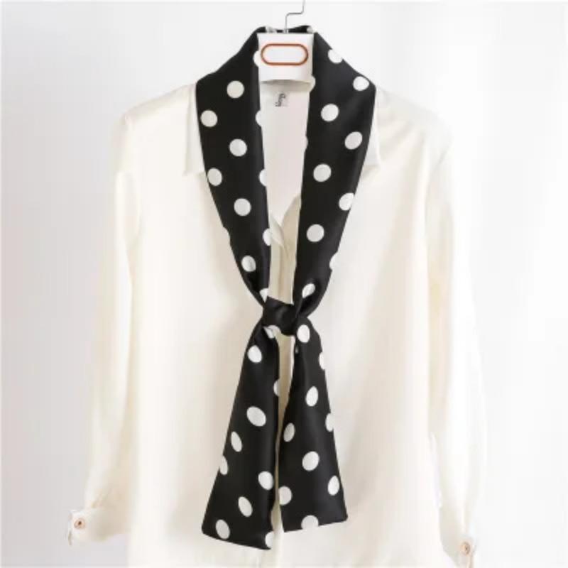 Хиджаб Натуральный Длинный Шелк Женский Принт Элегантные Шейные Платки Лента для Волос Головная Повязка Завязка Украшение Ручки Сумки Фуляр Воротник Косынка