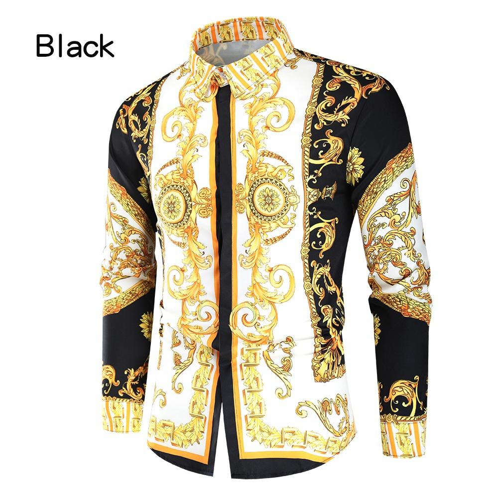 Men Print Shirt Luxury Royal Shirt Men Casual Slim Fit Long Sleeve
