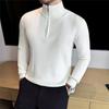 Осень Зима Толстые Полосатые Вязаные Пуловеры Мужская Мода Половина Молнии Высокое Качество Воротник-стойка Мужской Приталенный Теплый Вязаный Свитер