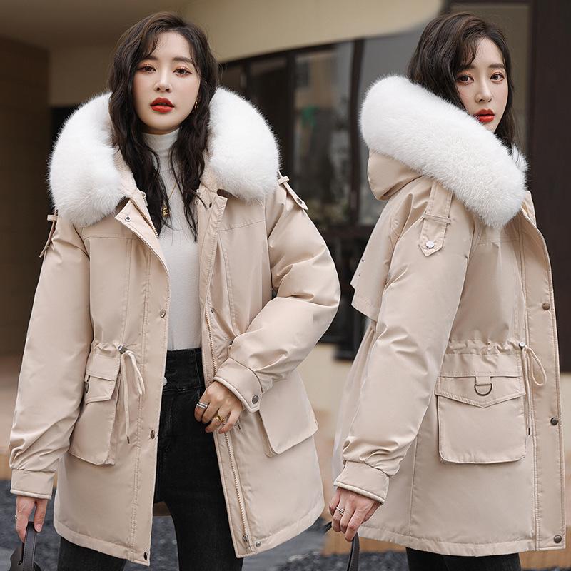 Pie overcome women's medium and long models, new liner detachable velvet cotton clothes, loose cotton-padded jackets