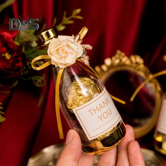 10 шт., золотисто-серебряная мини-коробка для конфет, имитация бутылки шампанского, красивая праздничная мини-коробка для конфет на детский праздник