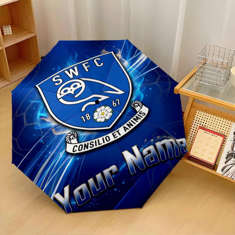 Автоматический 3-складной зонт Sheffield Wednesday FC, 8 ребер, ветрозащитный, складной, защита от солнца и дождя, для путешествий на открытом воздухе, для ежедневного использования