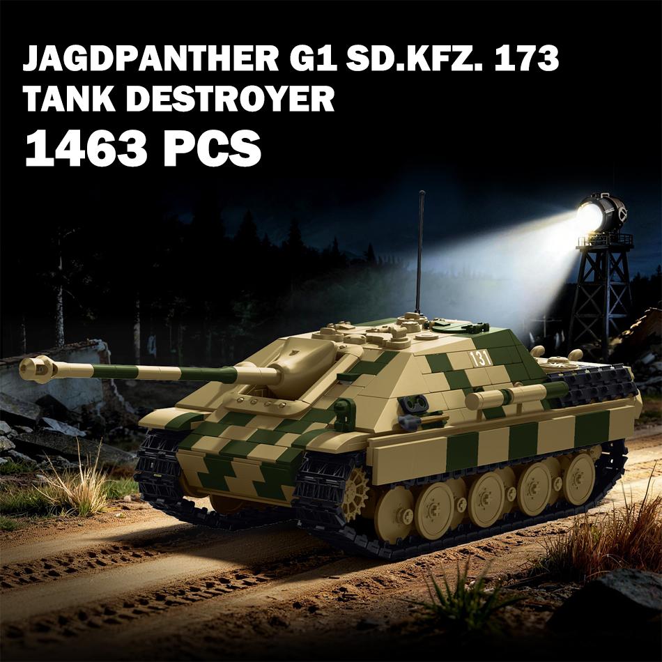Военный Jagdpanther G1 Sd.Kfz времен Второй мировой войны. 173 Истребитель танков Строительные блоки Военный Мир 2 Немецкий Охотничий Пантера Танк Кирпичи Игрушки Подарки