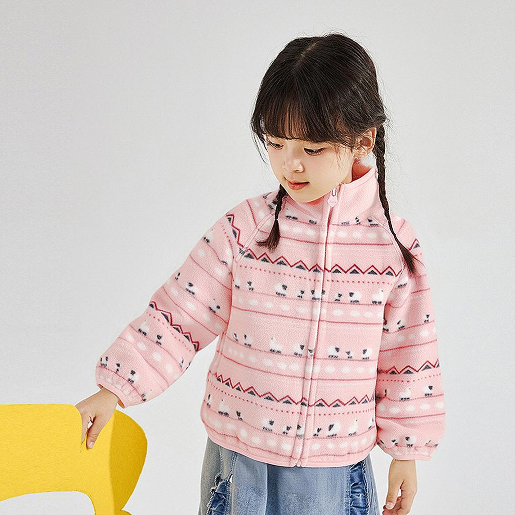 Fer Island Stand Collar Children's Warm Fleece Casual Versatile Top
