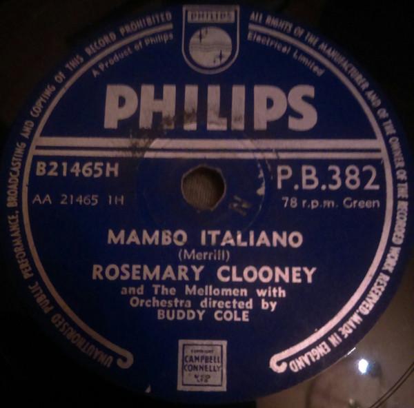 Виниловая пластинка ROSEMARY CLOONEY THE MELLOMEN Mambo Italiano Well Be Together A PB382 PHILIPS 1954 Япония Поп Б/у