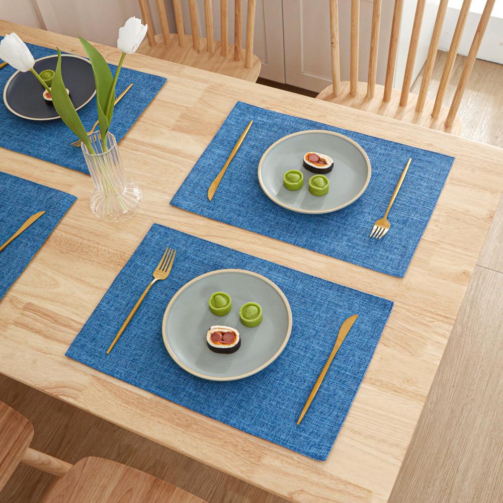 2pcs Scandinavian Ins Style Linen Solid Colour Placemats Fabric Heat Insulation Table Mats Western Food Coasters Napkins