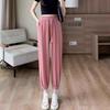 Petite Ice Silk Drawstring Sweatpants, Women's Summer Thin Lantern Style, Mosquito-Proof, Cuffed for Cool Comfort.