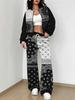 Splicing autumn and winter new European and American women's clothing retro pattern printing suit women
