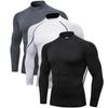 Long Sleeve Crew Neck Compression Sweat Quick Compression Bodybuilding Muscle Stomach Compression Sports Athletic M [Odoland] 3-Piece Set, Men's Wear,