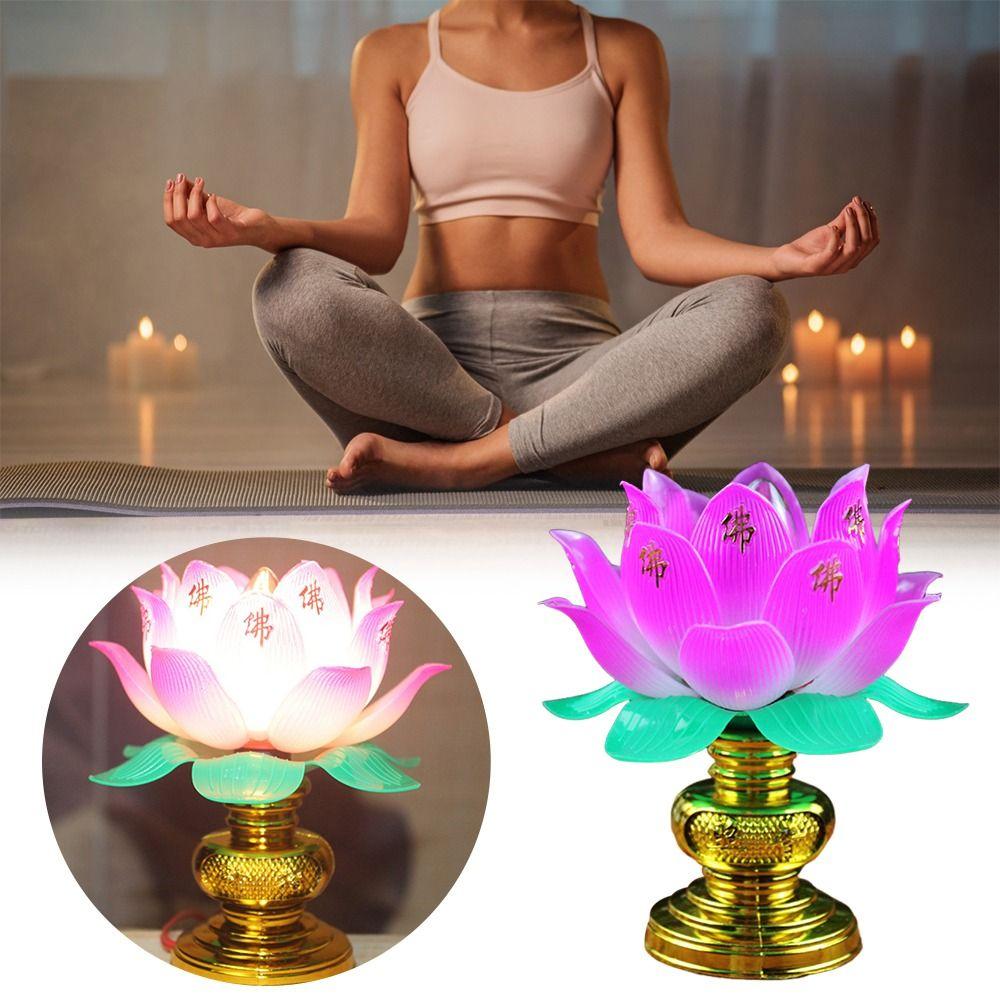 Pink Lotus Lamp Exquisite Temple Decoration Creative Worship Lamp Worship
