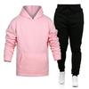 2024 Autumn Winter Tracksuit Men Solid Hooded Sweatshirt 2 Piece Sets Mens Outfits Suit Men Fleece Sport Hoodie Sweatpants Two Piece Sets