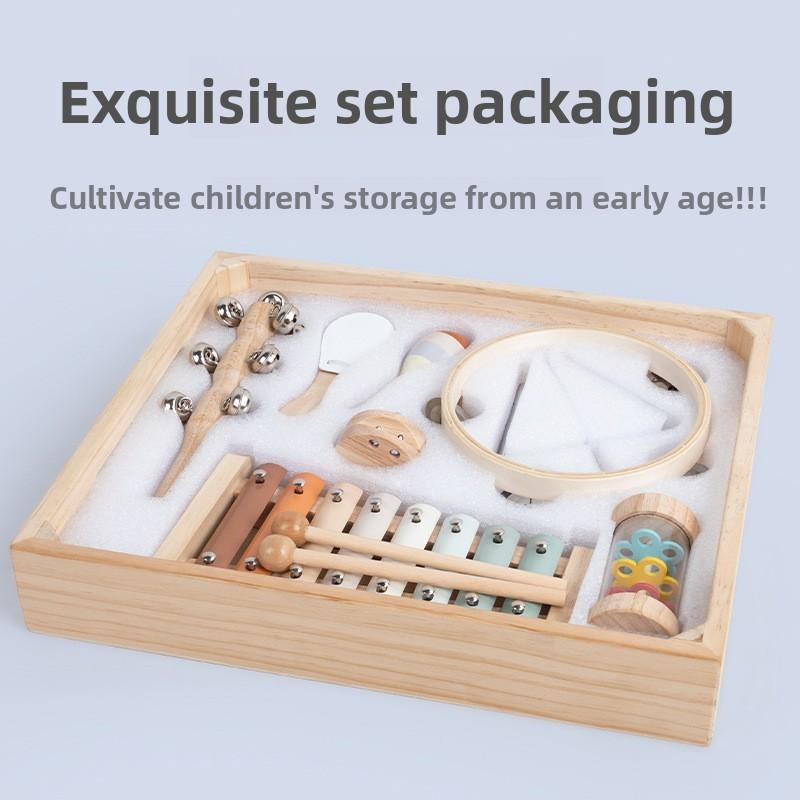 Shaking Soundboard Wooden Bell Sand Hammer Bell Drum Children Percussion Toy