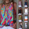 2023 Women's V-Neck Metal Buckle Printed Summer Vest Top