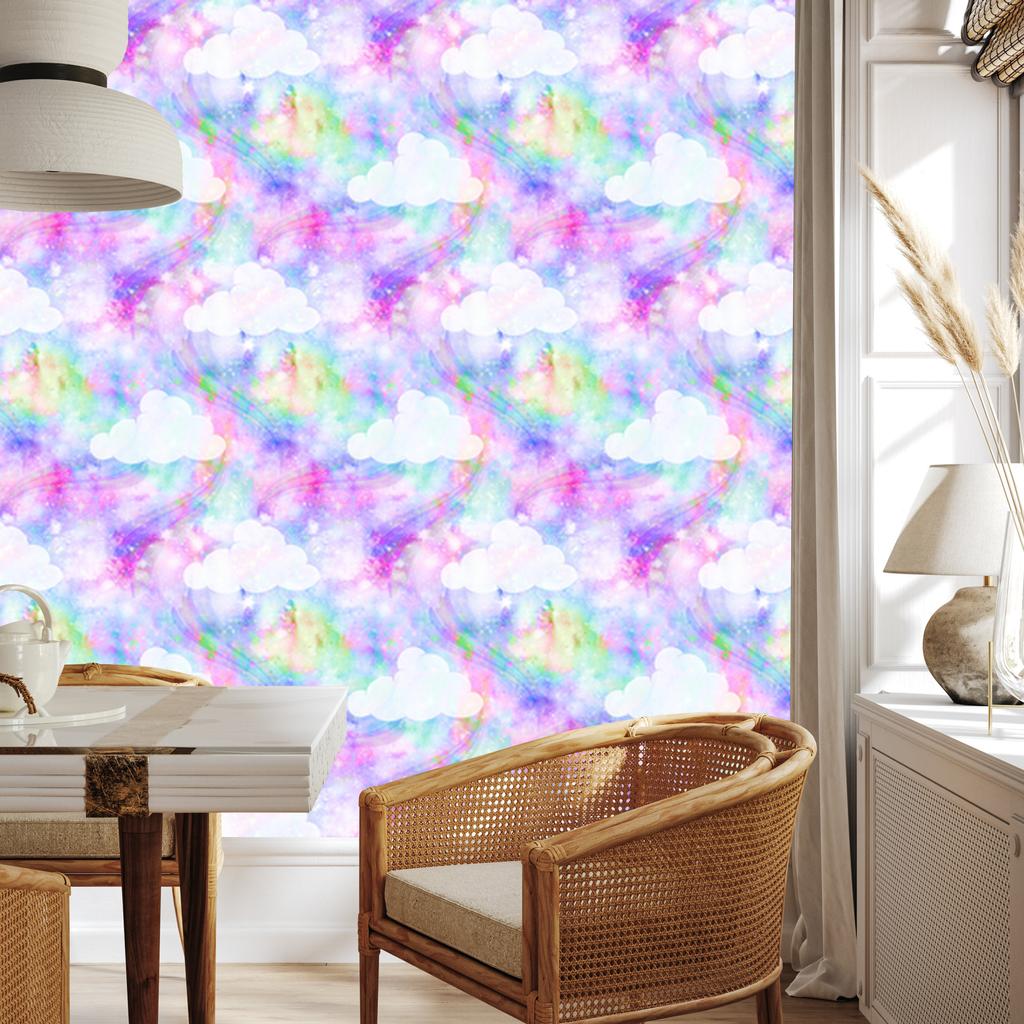 Clouds with rainbows wallpaper for living room and bedroom 50x1000