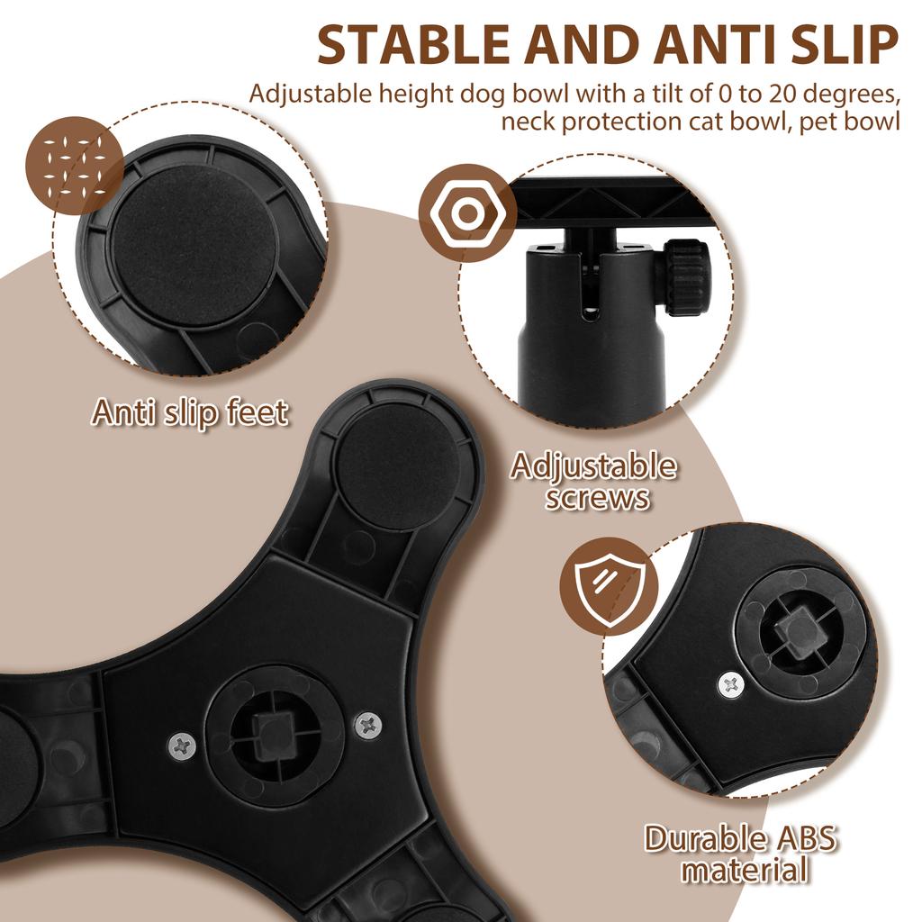 Подставка для кошачьей миски с регулируемой высотой миски, подставка для еды для домашних животных, наклонная приподнятая миска для питьевой воды для собак, нескользящая, защита шеи под наклоном