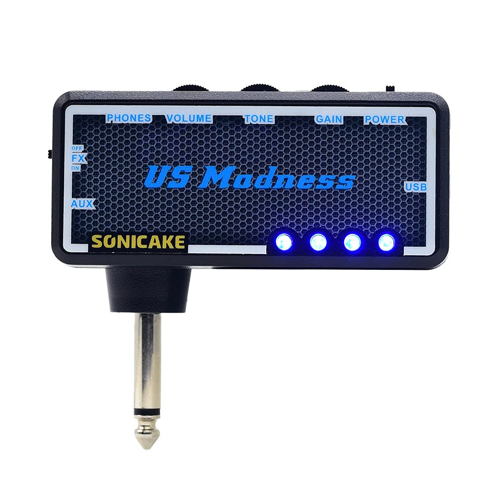 SONICAKE Mini Guitar Headphone Amplifier with Chorus USB Rechargeable US Madness Built-in Effect,