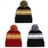 Pom-Pom Knit Beanie Cozy Striped Winter Hat Men Women Warm Soft Cap Outdoor Activities