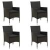 VidaXL Garden Chairs with Cushions 4 Pcs Woven Resin Black