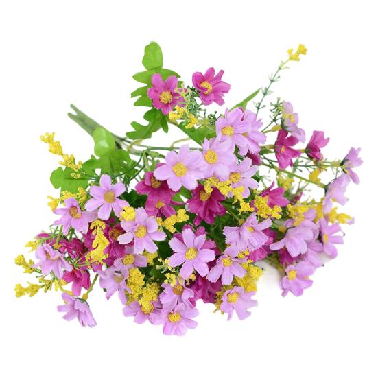 28 Головок Искусственных Цветов для Улицы, УФ-Стойкие, Искусственный Шелк, Полевые Цветы со Стеблем, Поддельный Цветочный Ансамбль для Горшка, Подвесной Кашпо, Веранда, Патио