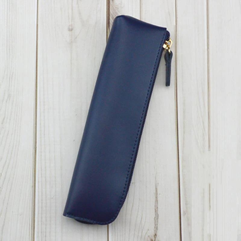 Кожаный держатель для ручек из ПУ Латунная застежка-кнопка Мелкая строчка Для офиса, школы, в подарок писателям, студентам