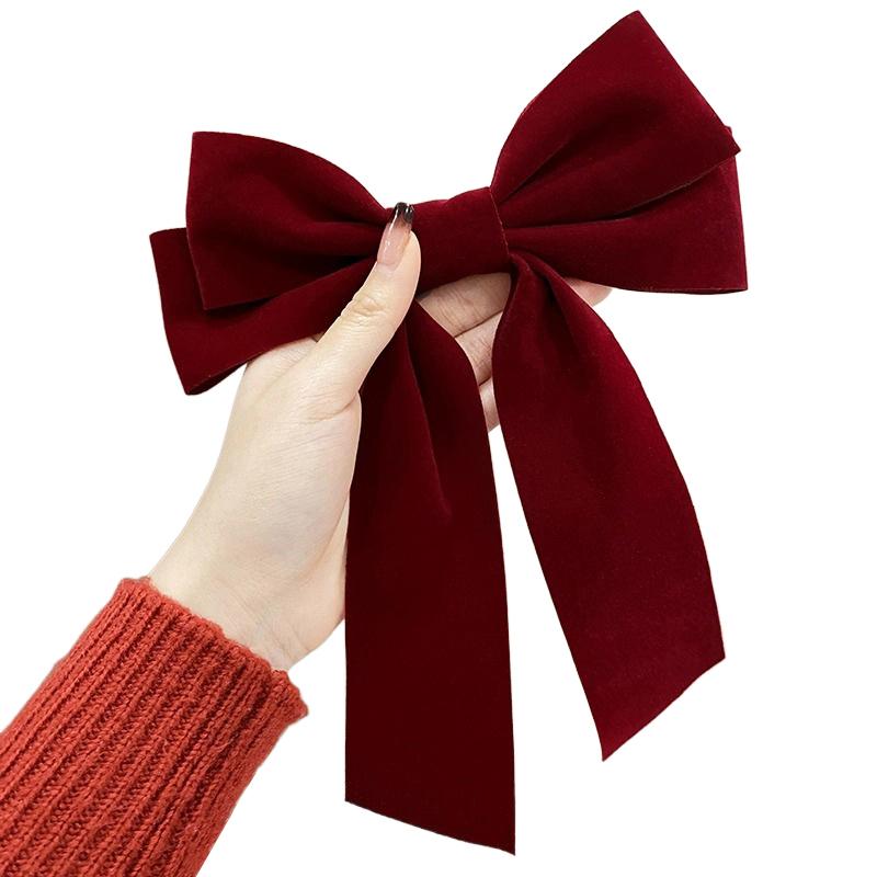 Elegant Big Bow Hair Clip For Women Girls Vintage Wedding Long Ribbon Bow Barrette Exquisite Hair Accessories Gifts