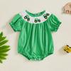 Ромперы для маленьких девочек, вышивка трактора, круглый вырез, короткий рукав, боди, комбинезоны для младенцев