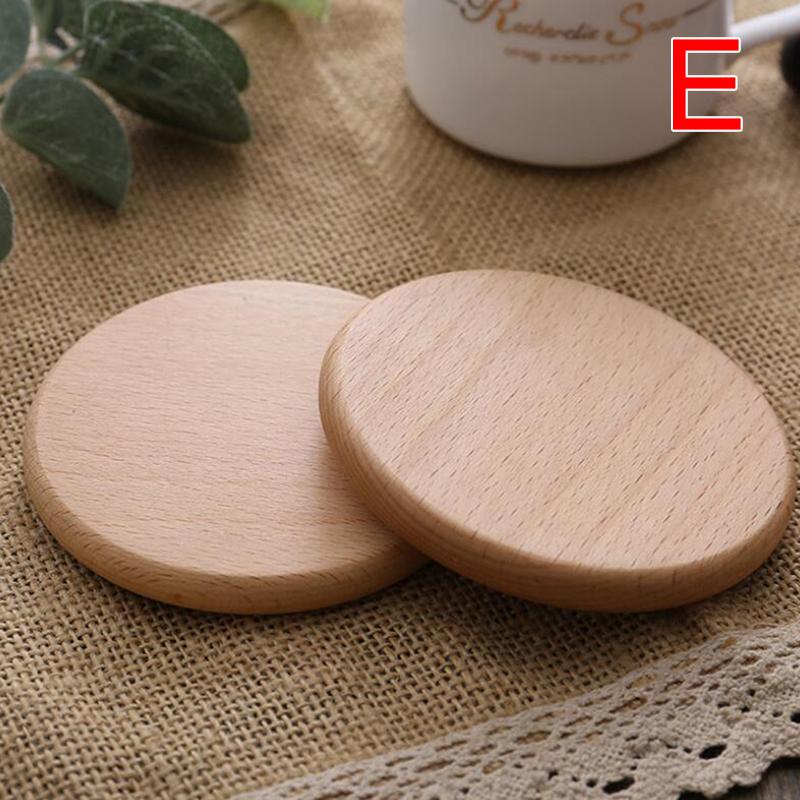 Natural Beech Wooden Coaster Drink Mat Cup Pad Round Square Heat Resistant Pad