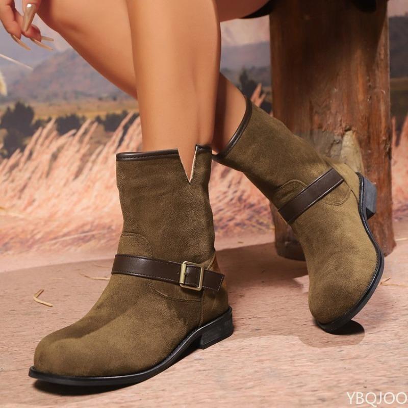 New Autumn Winter Fashionable Versatile Square Heel Round Toe Women's Boots Elegant Simple Comfortable Women's Short Boots