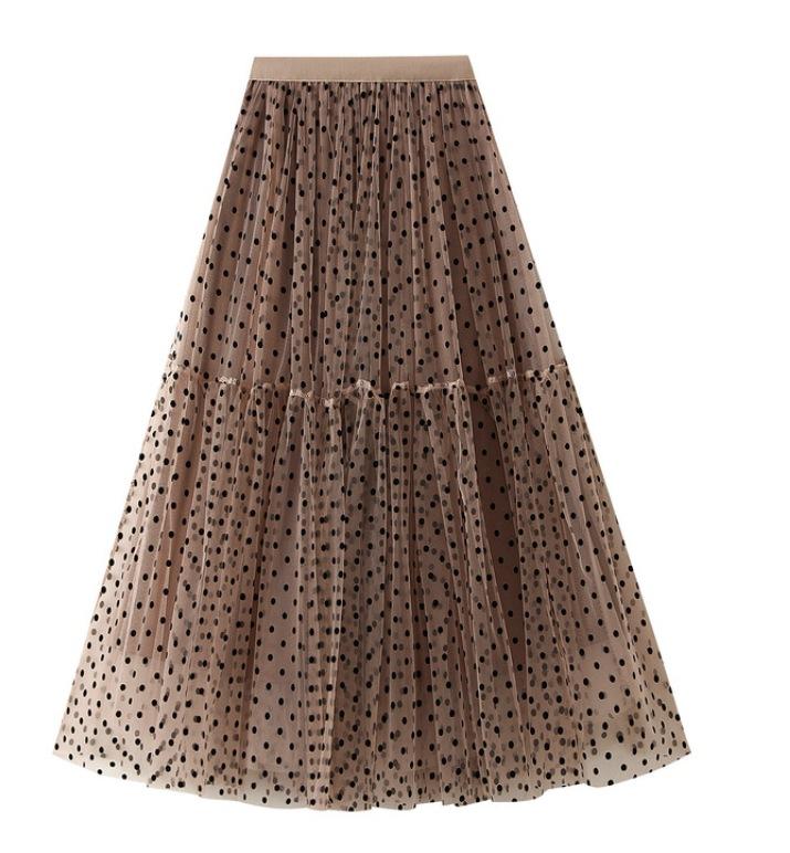 Autumn and Winter Half-body Cake Skirt, Oversized Umbrella Skirt, Long Heavy Industry Flocking Polka Dot A-shaped Skirt, Fluffy Skirt
