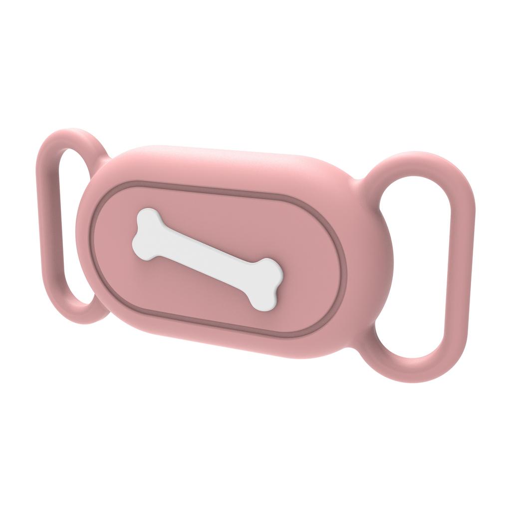 Silicone Cover for Samsung Galaxy SmartTag 2 Bluetooth-compatible Tracker Protective Case for Pet Dog / Cat - Bone Pattern / Black