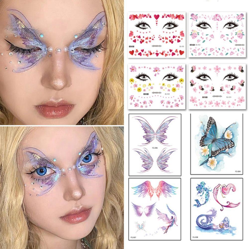 Черная Роза Поддельные Татуировки Бабочки Татуировки Наклейки Боди-Арт Наклейки Временные Татуировки На Лице