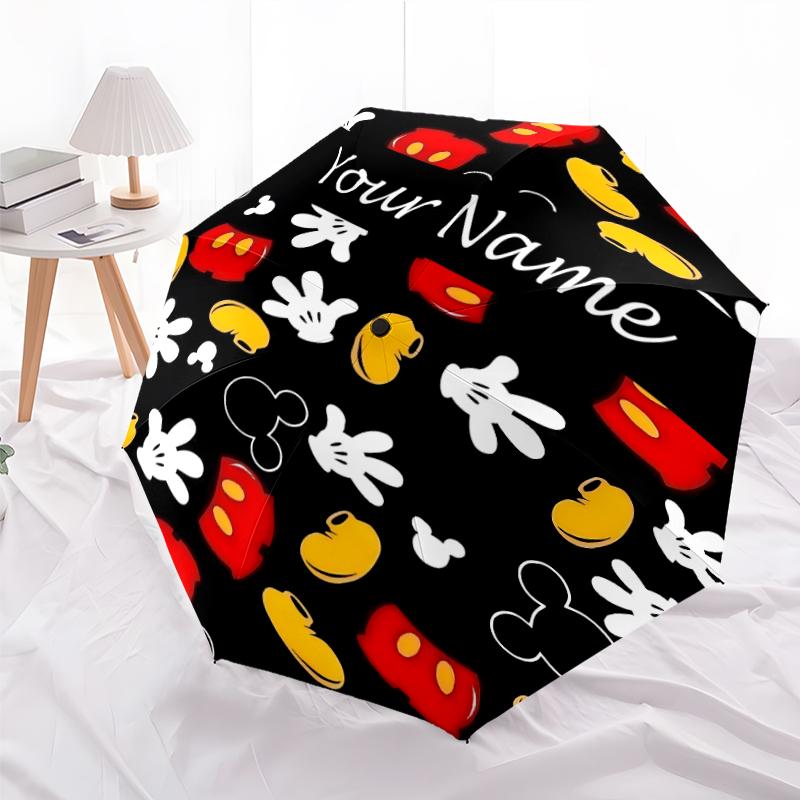 Personalized Name M-Mickey Print Umbrella - Automatic Open/Close, Eight-Rib Durable Frame, Automatic Folding Umbrella