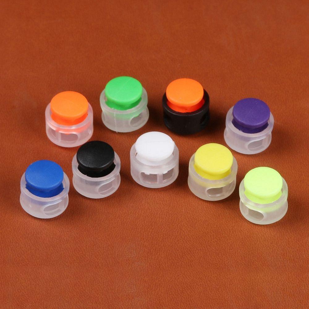 10pcs High Quality Double Holes 7mm Hole Apparel Shoelace Cord Lock Bean Toggle Clip Plastic Stopper