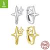 Simple Personalized Star Plain Silver Ear Buckle, Popular Star S925 Sterling Silver Earrings Earrings